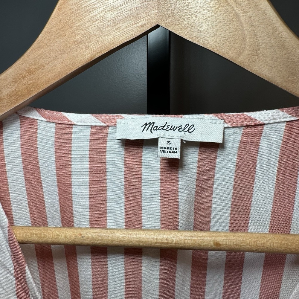 Striped V-Neck Button-Up Top - Picture 2 of 5